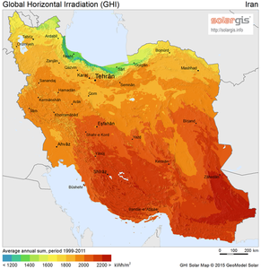Solar irradiation map for Iran. - © GeoModel Solar

