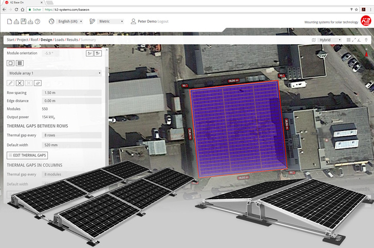 The online software accesses satellite images from google maps. - © K2 Systems

