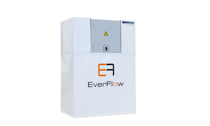 The EverFlow container has 30 kilowatts of power and a capacity of 100 kilowatt hours. - © Schmid
