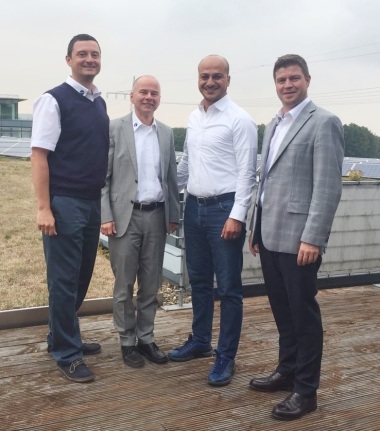 After having signed the contract (f.l.t.r.): Nedret Ünlü (Country Manager Turkey KACO new energy), Ralf Hofmann (CEO KACO new energy), Haluk Veli Dogan (CEO Aldo Grup), David Mabille (Chief Sales Officer KACO new energy). - © KACO new energy
