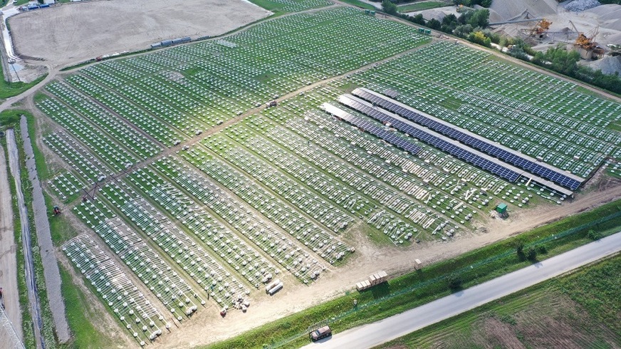 Solar modules are mounted in east-west orientation.