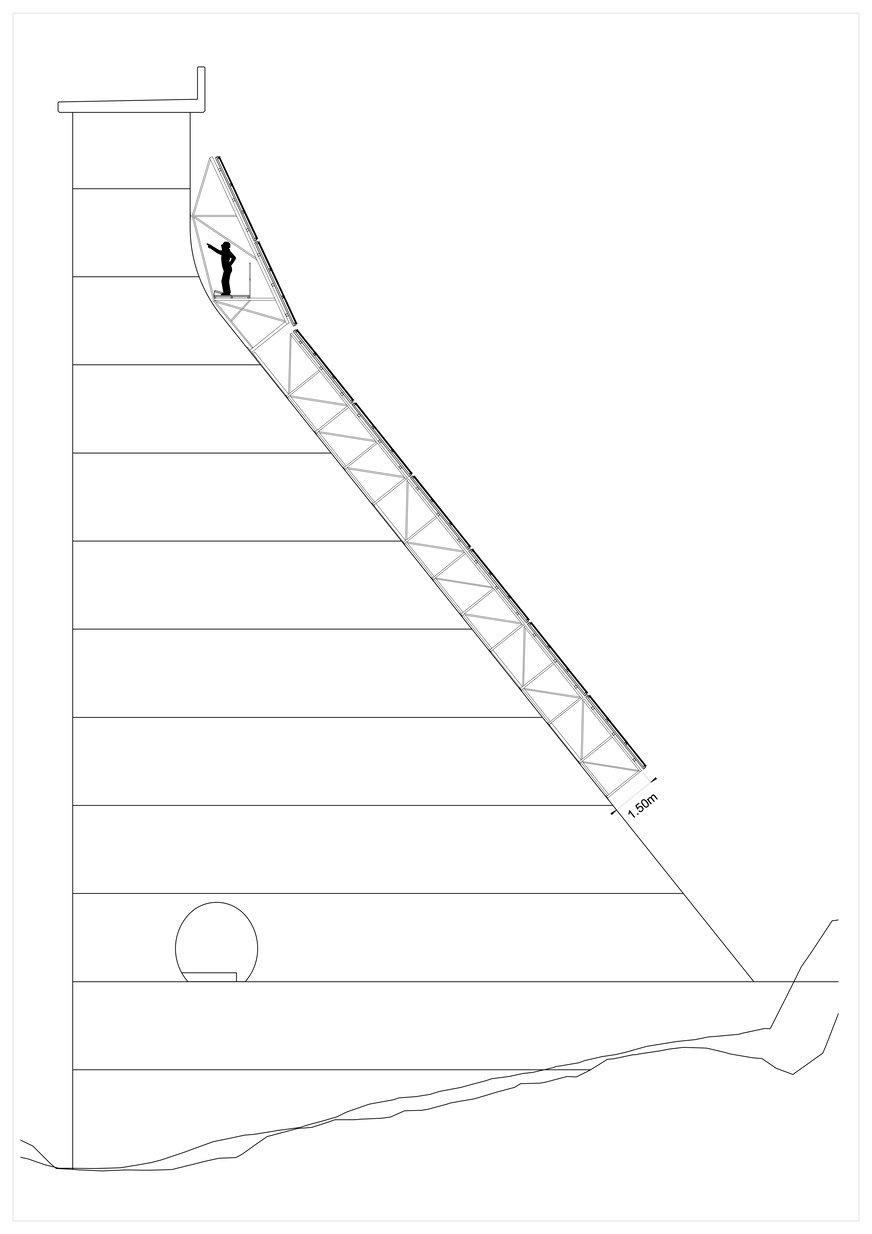 A crack registry must be drawn up at least every five years: This is why the solar modules are built at a distance of 1.5 metres off the dam wall.