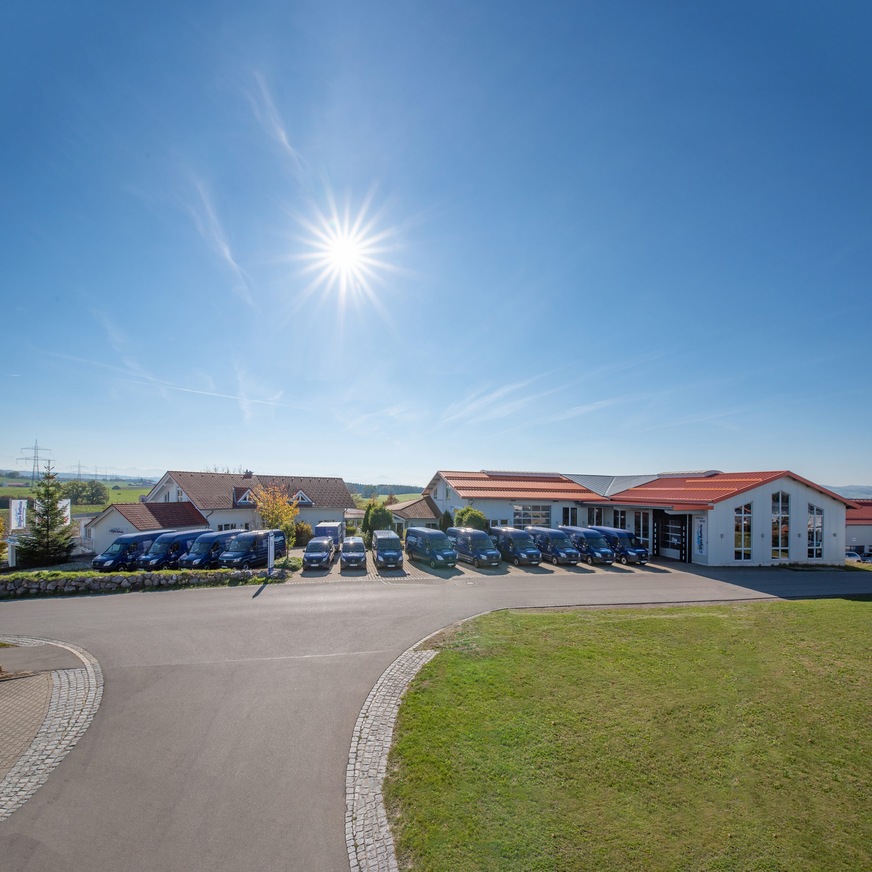 The company premises of Allgäu Batterie seen from the ground.
