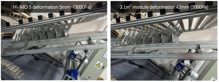 Deformation of lower edge relative to center point for different size modules conducted at CGC.