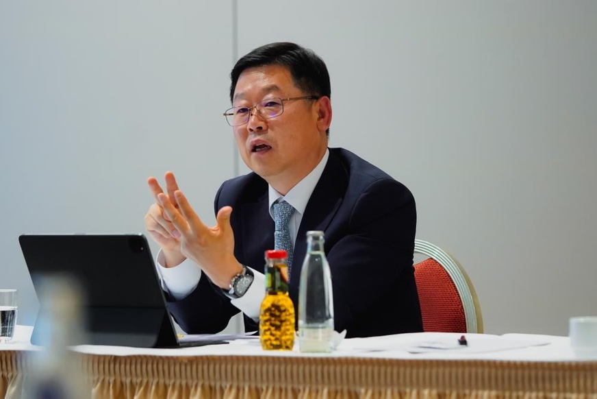 Justin Lee, CEO of Hanwha Qcells, at press talk at The smarter E Europe 2022 last week in Munich.