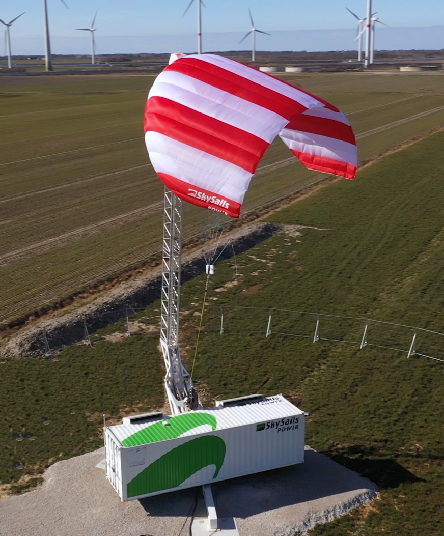 A 120 square metre kite catches the wind.