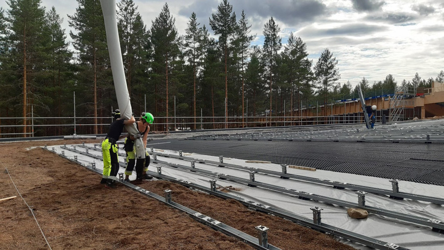 To make use of the seeds contained in the removed forest soil, it was combined with the green roof substrate.