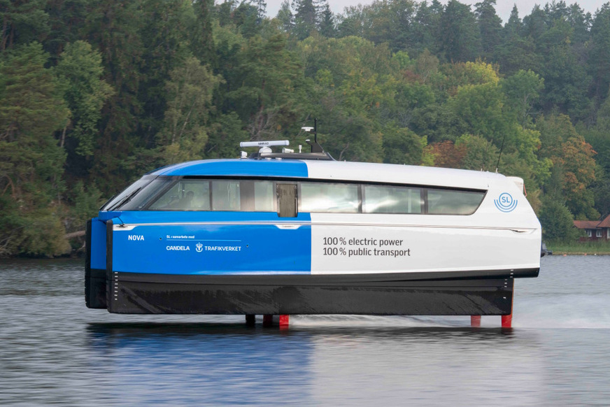 Electric hydrofoil ferry in Stockholm.