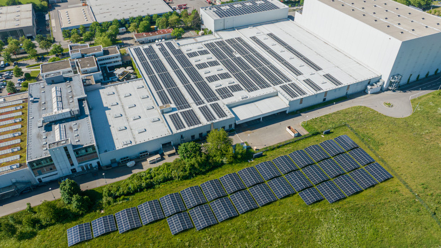 SolarEdge's new 2.2 MW PV system at the headquarters of INTERSPORT in Heilbronn/Germany supplies the company's head office, logistics centre and the 