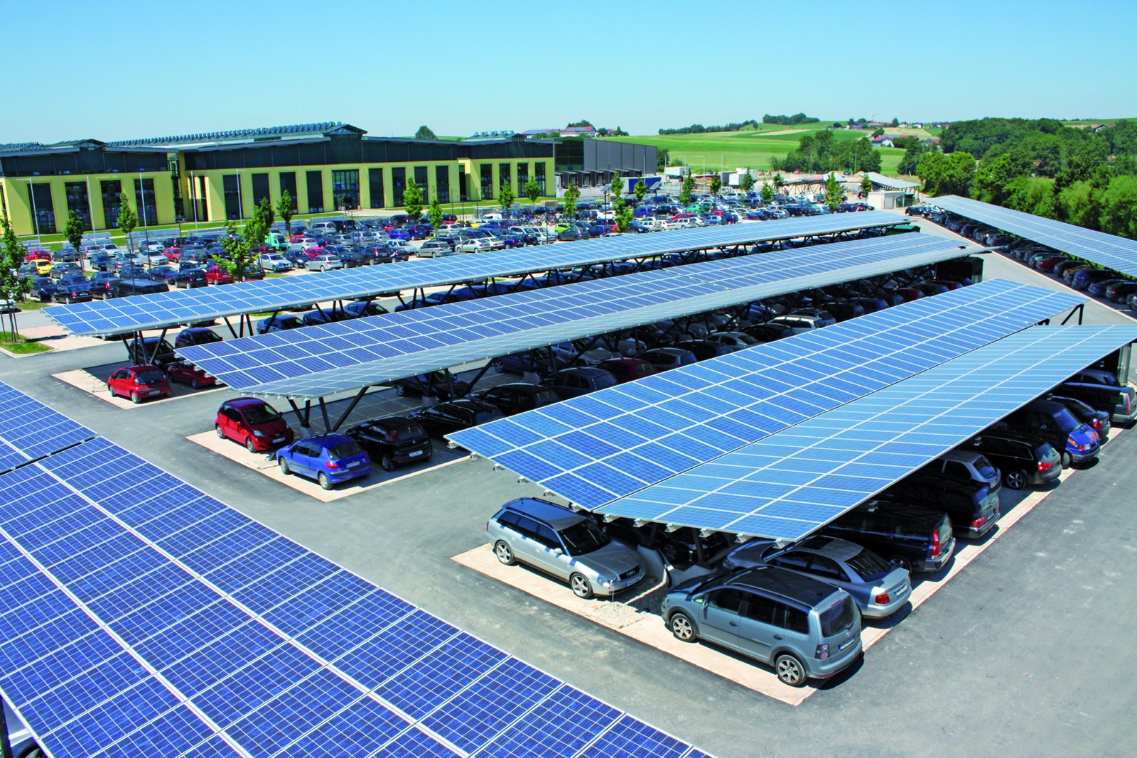 Schletter's parksol Modular solar carport for electric cars