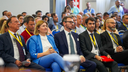 Dignitaries and experts at the Macedonian Solar Energy Association Solar Conference in Skopje.