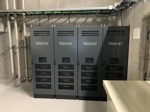 158 kWh Tesvolt storage system on the floating salmon farm. - © Tesvolt
