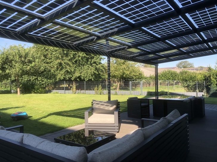 Solar glass: - Solar terrace roofs and carports