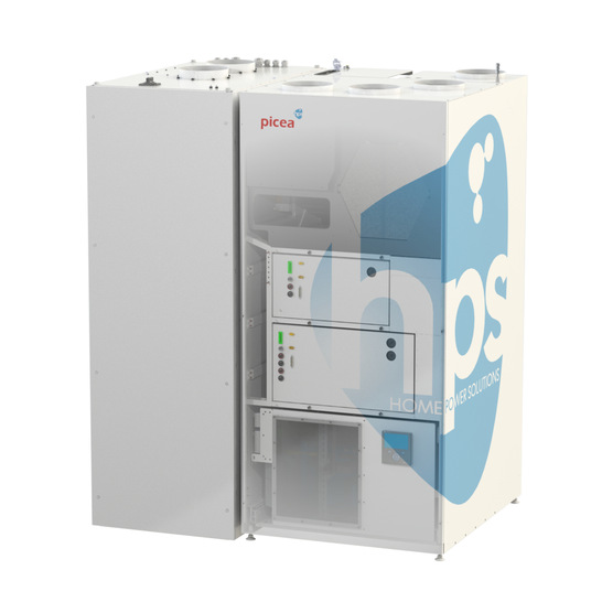 Battery, electrolyser, hydrogen fuel cell and hydrogen storage all combined in one compact package.