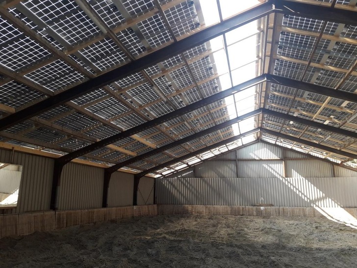 The semi-transparent modules as roofing allow sufficient daylight to enter the riding hall. - © Zonel Energy
