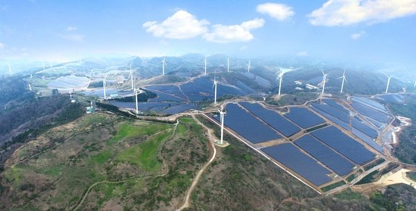 The PV-wind-storage project is located in a mountainous site in Daemyeong, Yeongam/South Korea.