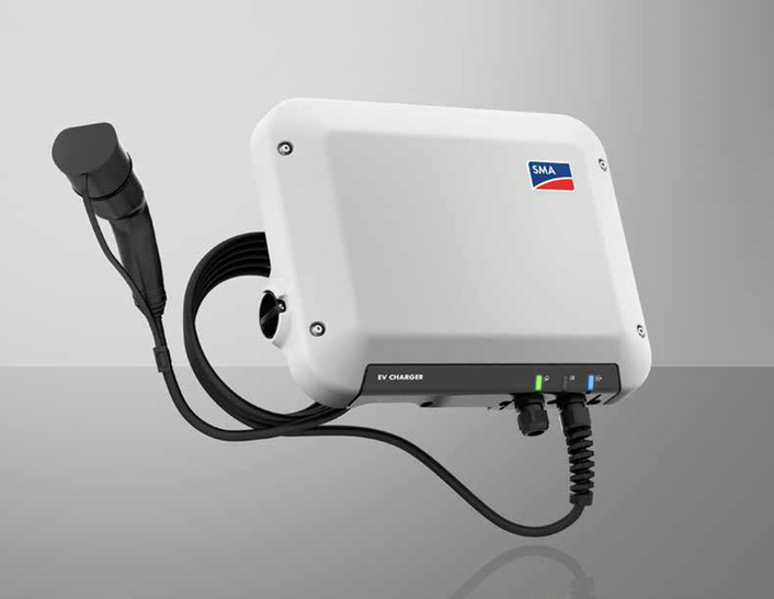 The permanently connected type 2 charging cable makes the EV Charger compatible with all common EVs. - © SMA

