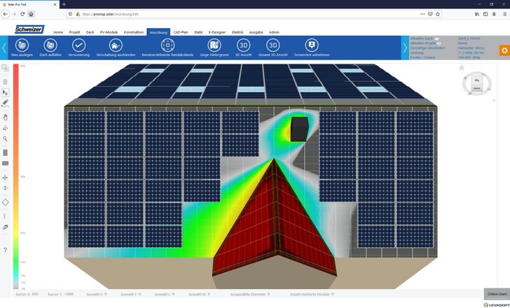 The installer can record the project data and provide a preview of the result – the finished solar system.
