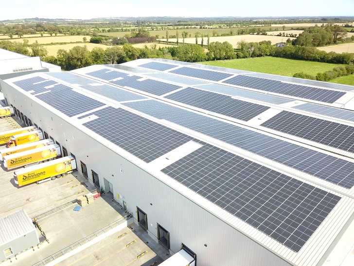 Ireland´s largest solar rooftop installation at Sam Denningan`s national distribution centre in Oldtown, North Co. Dublin.