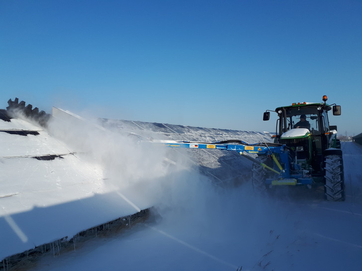 Snow on solar modules has a massively negative impact on the yield of any solar installation, so removing it effectively makes economic sense.