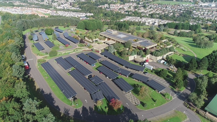 The solar carport will allow Aviva to reduce its onsite carbon emissions by around 400,000 kg per annum. - © Q Cells
