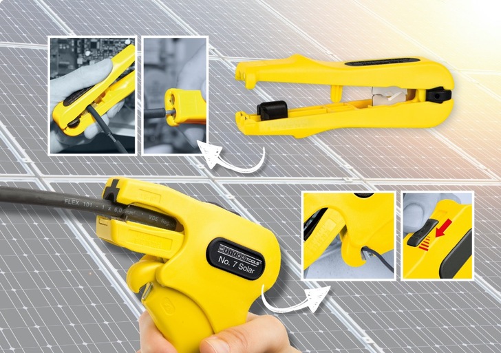 All common round cables used in the field of solar technology can be stripped easily and without any problems.