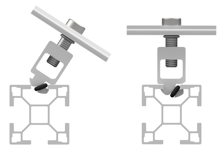 This rubber ring on the clamping block serves as an installation aid so that the clamp does not fall over during installation.