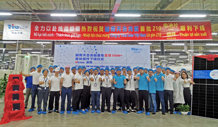 In May 2021, the first 210mm Vertex cells and modules came off the production line at Trina Solar's new Vietnam factory. - © Trina Solar
