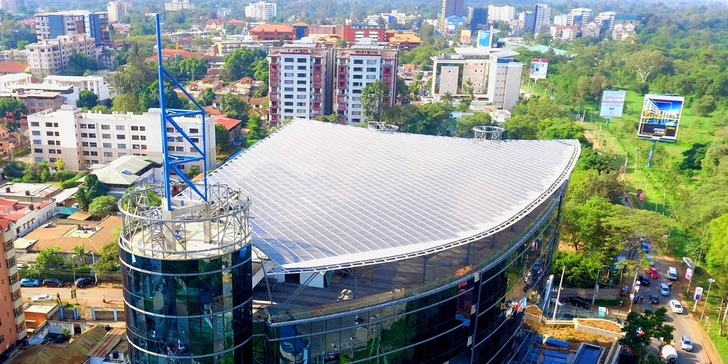 The largest photovoltaic skylight in Africa at the I&M Bank headquarters in Nairobi, Kenya..