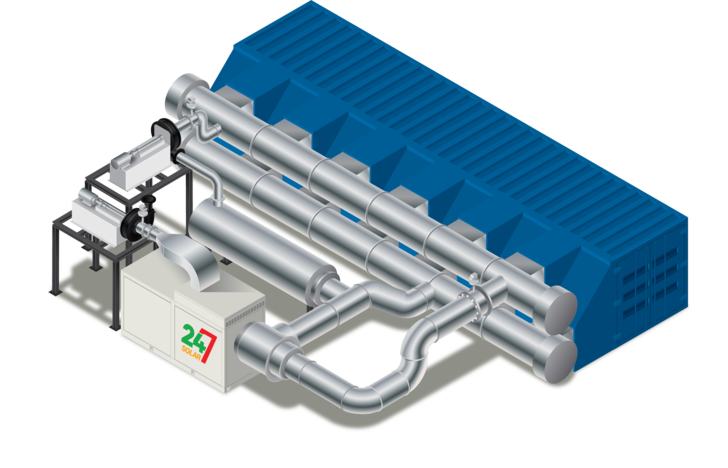 The battery system can also be combined with a combustor to produce even more heat from fuels such as green hydrogen.