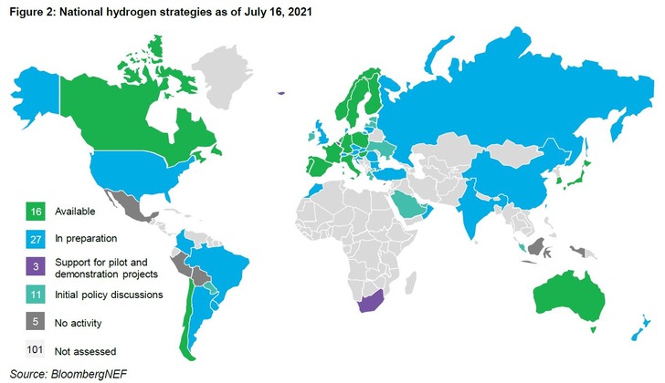 Countries with national hydrogen strategies.