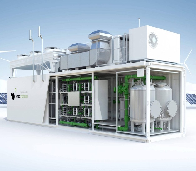 The H-Tec Systems ME450/1400 PEM Electrolyser is a proven turn-key solution for green hydrogen production. - © H-Tec Systems
