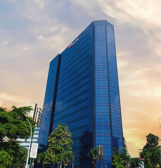 Here is what he refurbished facade of the Sterling Bank will look like. - © Onyx Solar