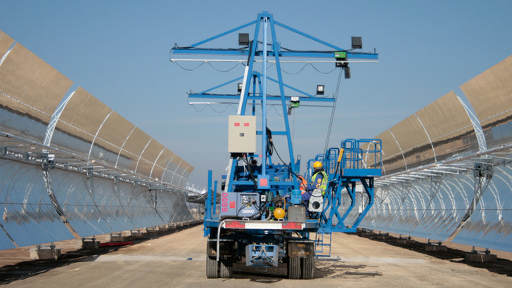 Parabolic trough power plants like the one here in Spain are an established technology for converting sunlight into electricity.