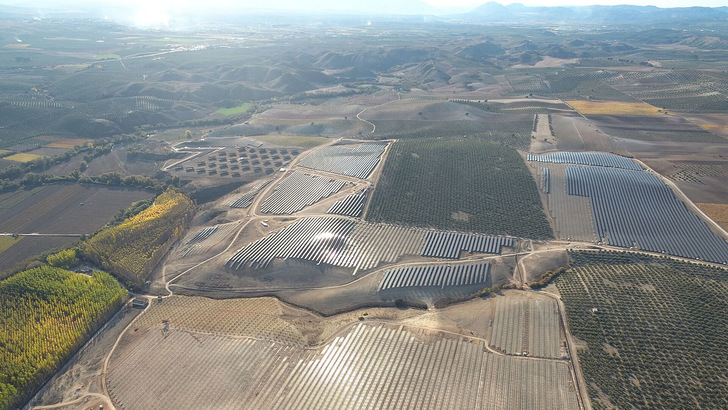 The Illora solar park near Granada. It consists of three plant sections with 147.6 megawatts.