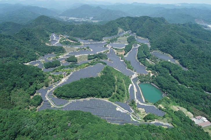 The solar power plant is located on a former golf course about 100 kilometers north of Tokyo.