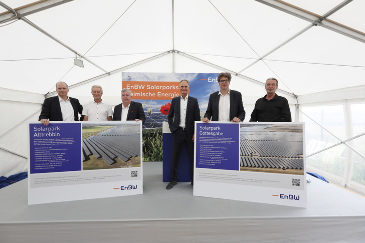 Official inauguration of the solar parks of EnBW in Brandenburg/Germany.