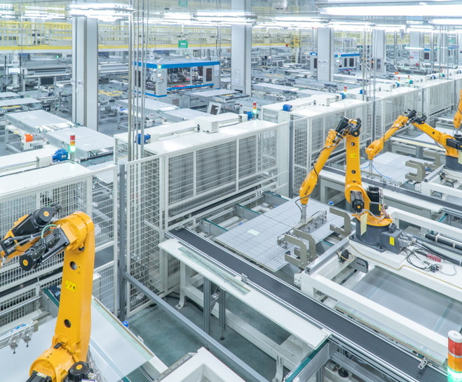 Highly automated factory of Jinko Solar.
