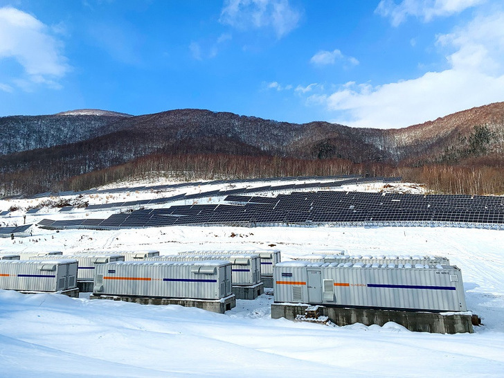 21-megawatt-hour solar-plus project in Hokkaido in Japan. The storage system integrates DC-to-DC converter technology and lithium-nickel-manganese-cobalt batteries.