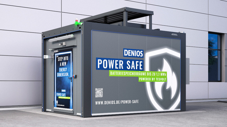 The Power Safe storage series was developed jointly by Denios and Tesvolt. It meets even the most sensitive safety requirements in trade and industry.