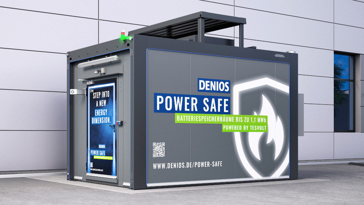 The Power Safe storage series was developed jointly by Denios and Tesvolt. It meets even the most sensitive safety requirements in trade and industry. - © Tesvolt
