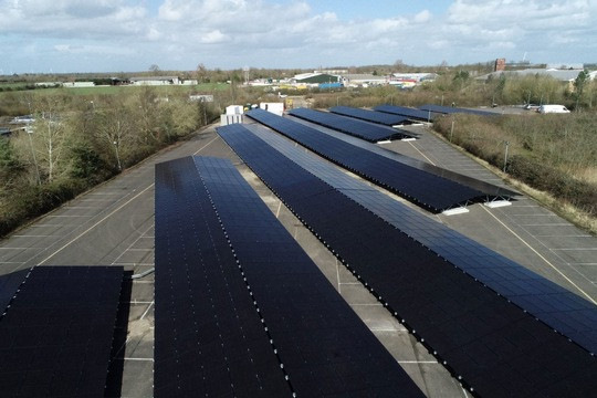This formerly disused car park at Cranfield University in the UK has been transformed with solar panels from Qcells. - © QCells
