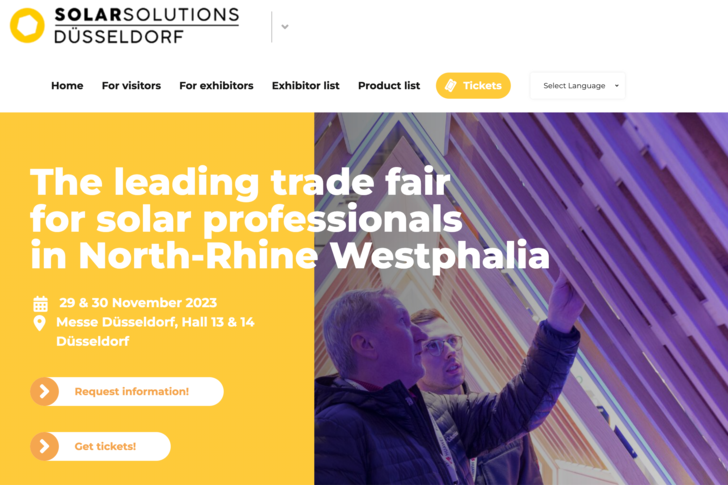 The fair will be held in Halls 13 and 14 of the Düsseldorf Exhibition Centre. - © Solar Solutions Düsseldorf
