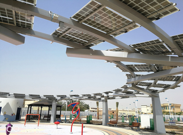 Urban PV: roofed and shaded area in Dubai.