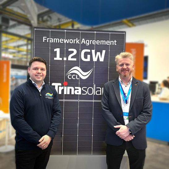 Paul Brooks, Managing Director at CCL Energy Group, and Euan Anson, Team Leader for Northern Europe at Trina Solar. - © Trina Solar
