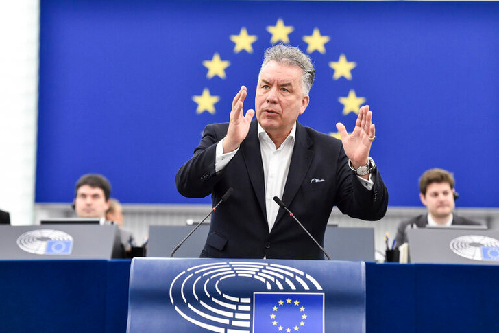  Christian Ehler MEP, Rapporteur (lead MEP) on the Net-Zero Industry Act, pictured in the European Parliament Strasbourg on 25th April 2024.
