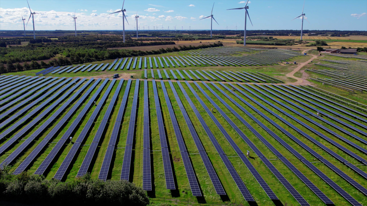 Hybrid solar and wind plant in Denmark.