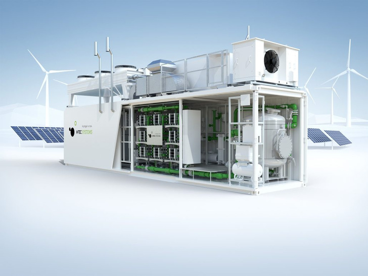 H-TEC SYSTEMS will supply three ME450 PEM electrolysers for a 3-megawatt hydrogen production plant for Finnish energy company Helen Oy. - © H-TEC SYSTEMS