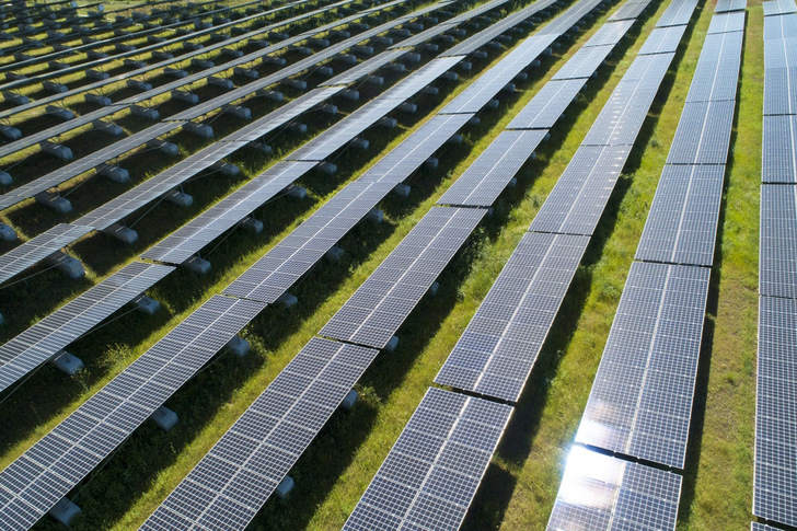 Urbasolar solar power plant in the former quarry of Nizas and Lézignan-la-Cèbe/France.