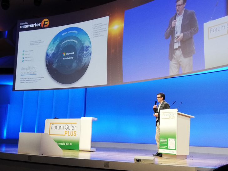 Sean Jones, Chief Sustainability Officer at Microsoft Germany, at the Solar Plus 2024 Forum in Berlin.